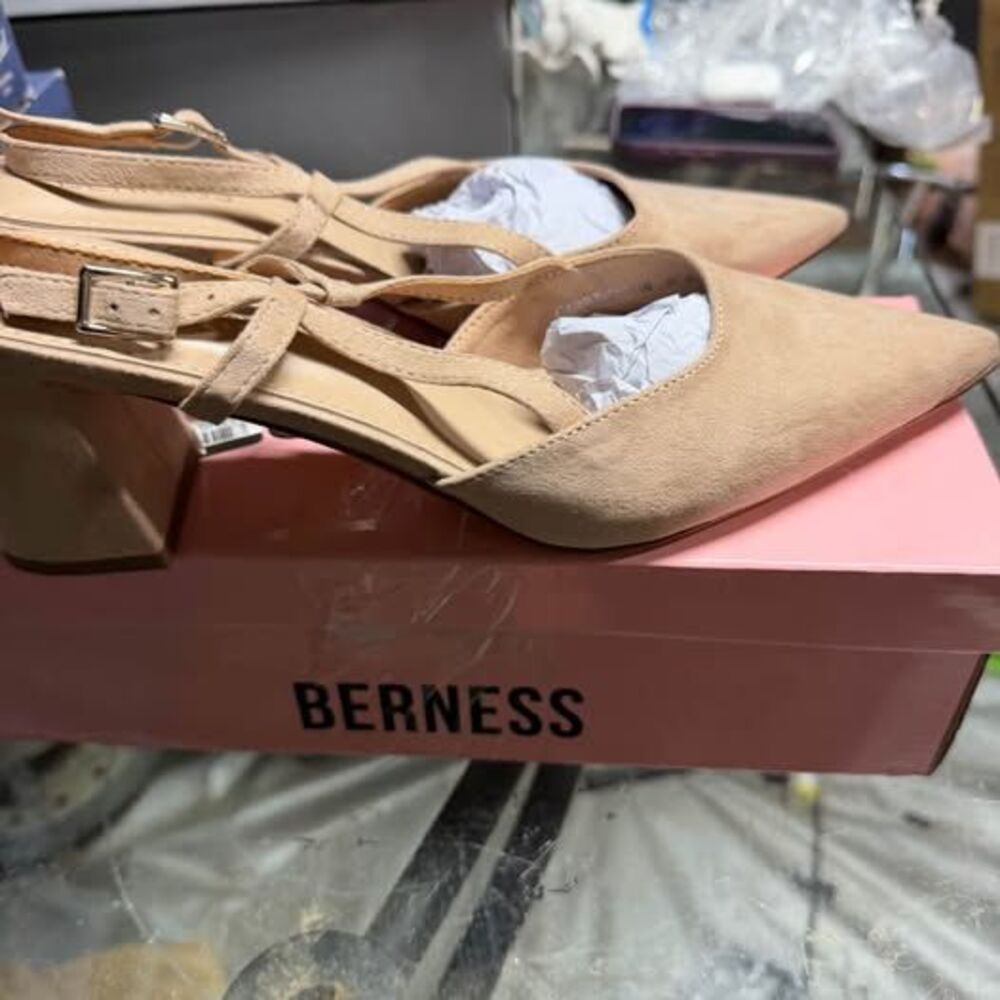 BERNESS New Beige Slingback Heels - Picture 4 of 6
